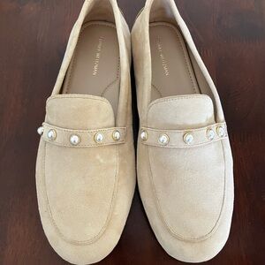 Stuart Weitzman pearl suede loafers